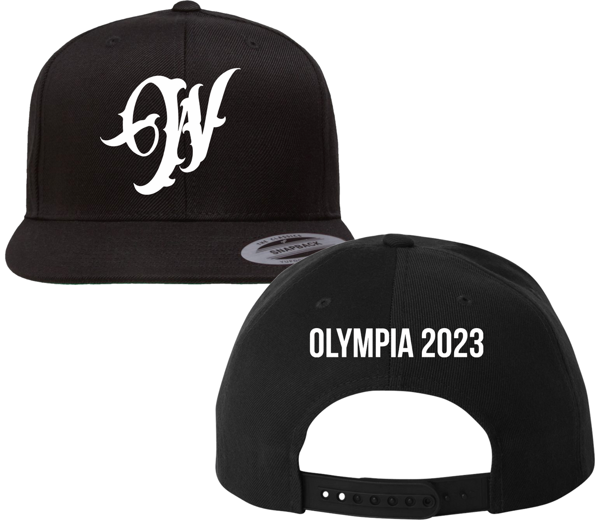 WYCKED APPAREL SNAP BACK HAT - OLYMPIA 2023 - WHITE ON BLACK